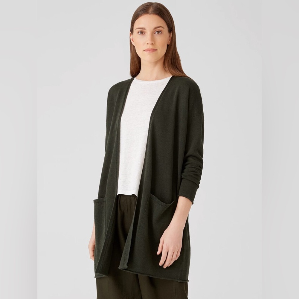 Eileen Fisher Olive Cape Jacket Size Medium - Picture 1 of 5